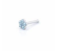 Vault 101 Limited Flower Gem Nose Stud - 316L Surgical Steel Nose Piercing Curved Screw or Straight Pin - Crystal Nose Ring Stud Hypoallergenic Flower Nose Jewellery (Straight - Aqua)