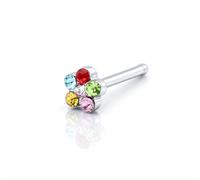 Vault 101 Limited Flower Gem Nose Stud - Straight with Multi-Coloured Gems