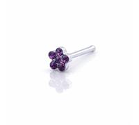 Vault 101 Limited Flower Gem Nose Stud - Straight with Purple Gems
