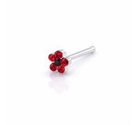 Vault 101 Limited Flower Gem Nose Stud - Straight with Red Gems