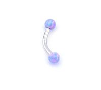 Vault 101 Limited Internally Threaded Opal Banana Bar Curved Barbell - 1.2mm x 10mm x 5mm Balls - Purple