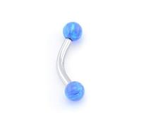Vault 101 Limited Internally Threaded Opal Banana Bar Curved Barbell - 1.6mm x 8mm x 4mm Balls - Blue