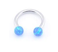 Vault 101 Limited Internally Threaded Opal Horseshoe Bar Circular Barbell - 1.6mm x 12mm x 3mm Balls - Blue