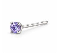 Vault 101 Limited Prong Set Gem Nose Stud - 316L Surgical Steel Nose Piercing - Curved Screw or Straight Pin - Crystal Nose Ring Stud - Multiple Colours (Straight (Pin), Aqu)