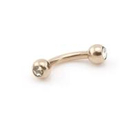 Vault 101 Limited Rose Gold Curved Banana Bar with Clear Gems 1.2mm x 12mm