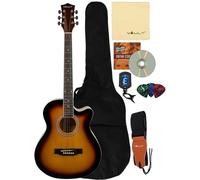Vault EA-20 Full-Size Cutaway Acoustic Guitar - Sunburst Bundle with Gig Bag, Tuner, Picks, Strap, and String Winder
