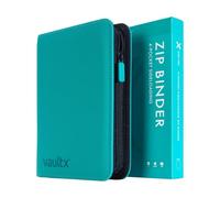 Vault X 4 Pocket Zip Binder, 160 Cards, Exo-Tec Material, 20 Side-Loading Pages (Teal)