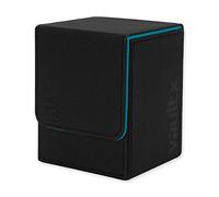 Vault X Trading Card Toploading Deck Box, 80+ sleeved cards, Premium Exo-Tec Material, Card Holder Storage Box, Detachable Magnetic Lid, for MTG Commander, TCG (Black/Electric Blue)