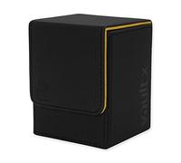 Vault X Trading Card Toploading Deck Box, 80+ sleeved cards, Premium Exo-Tec Material, Card Holder Storage Box, Detachable Magnetic Lid, for MTG Commander, TCG (Black/Electric Yellow)