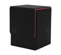 Vault X Trading Card Toploading Deck Box, 80+ sleeved cards, Premium Exo-Tec Material, Card Holder Storage Box, Detachable Magnetic Lid, for MTG Commander, TCG (Black/Electric Pink)