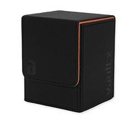 Vault X Trading Card Toploading Deck Box, 80+ sleeved cards, Premium Exo-Tec Material, Card Holder Storage Box, Detachable Magnetic Lid, for MTG Commander, TCG (Black/Electric Orange)