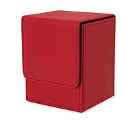 Vault X Trading Card Toploading Deck Box, 80+ sleeved cards, Premium Exo-Tec Material, Card Holder Storage Box, Detachable Magnetic Lid, for MTG Commander, TCG (Red)
