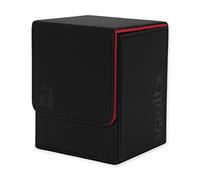 Vault X Trading Card Toploading Deck Box, 80+ sleeved cards, Premium Exo-Tec Material, Card Holder Storage Box, Detachable Magnetic Lid, for MTG Commander, TCG (Black/Electric Red)