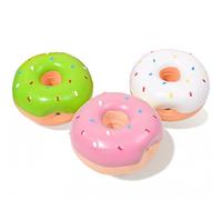Vaulted Skulls & Co Donut Dog Toy | Rubber Donuts Dog Toys | Donut Shaped Squeaker Dogs Toy | Chew Donuts Dogs Toys | Doggy Doughnut for Teething | Small/Medium Breed | 3" | Assorted Colors | 3 Pack