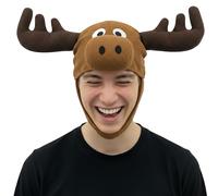 Vaulted Skulls & Co Moose Hat | Deer Hats | Moose Antlers Costume Hat | Animal Winter Hats | Deer Antlers Costume | Mooses Costumes Accessories | Brown | Adjustable Size | Adult