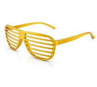 Vaulted Skulls & Co Slot Retro Shutter Glasses Shades Eyewear | Slat Glasses | Slotted Sunglasses | Stylish Sunglasses for Festivals | Retro 80s Shades | Standard Size (Gold)