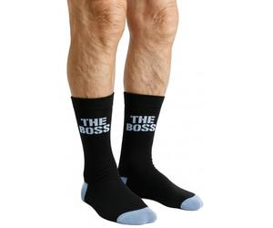 Vaulted Skulls & Co The Boss Socks | Boss Gift Socks | Funny Boss Sock | Office Sock Gift | White Elephant Office Gifts | Black/White | One Size, Black and White, One Size