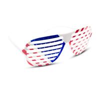 Vaulted Skulls & Co USA Slot Retro Shutter Glasses | Patriotic Shades Eyewear | American Flag Slat Glasses | USA Costume Accessories | Retro Patriotic 80s Shades | Standard Size (Red, White and Blue)