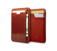 Vaultskin Brixton Slim Leather Card Wallet with ID Window, RFID (Chestnut)