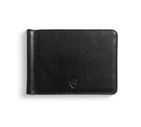 Vaultskin Brompton Slim Leather Wallet for Men with Money Clip & RFID Blocking - Front Pocket Card Holder, 8 Pockets (3 Horizontal + 1 Vertical Each Side) (Black)