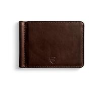 Vaultskin Brompton Slim Leather Wallet for Men with Money Clip & RFID Blocking - Front Pocket Card Holder, 8 Pockets (3 Horizontal + 1 Vertical Each Side) (Brown)