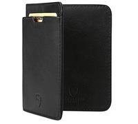 Vaultskin City Slim Leather Bifold RFID Wallet for Men, GBP Euro | Small thin minimalist genuine cowhide, 9 cards, cash pocket, unfolded UK EU notes, skim-proof blocking, mini carry, gift box