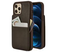 Vaultskin ETON ARMOUR Wallet Case for iPhone 12 Pro Max, Card Holder,Brown | Slim minimalist thin cover, holds up to 8 cards and cash, magnetic closure, shock-resistant bumper, Italian leather, gift box