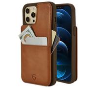 Vaultskin ETON ARMOUR Wallet Case for iPhone 12 Pro Max, Card Holder,Cognac | Slim minimalist thin cover, holds up to 8 cards and cash, magnetic closure, shock-resistant bumper, Italian leather, gift box