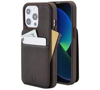 Vaultskin ETON ARMOUR Wallet Case for iPhone 13 Pro, Card Holder (Brown) | Slim minimalist thin cover, holds up to 8 cards and cash, magnetic closure, shock-resistant bumper, Italian leather, gift box