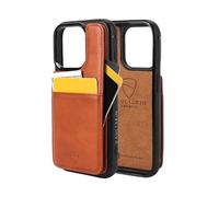 Vaultskin ETON Wallet Case for iPhone 16 Pro Max, Card Holder (Cognac) | Slim minimalist thin cover, holds up to 8 cards and cash, magnetic closure, shock-resistant bumper, Italian leather, gift box