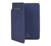 Vaultskin Kensington Passport and Vaccine Card Holder for Travel with RFID Blocking, Leather Card Case Cover for Men and Women (Matt Blue)