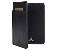 Vaultskin Kensington Passport and Vaccine Card Holder for Travel with RFID Blocking, Leather Card Case Cover for Men and Women (Black)