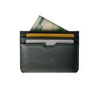 Vaultskin MOORGATE Slim Card Holder - Minimalist Leather Wallet, RFID Blocking Sleeve, Fits Front Pocket, for Men and Women (Jet Black)