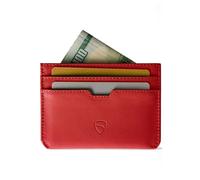 Vaultskin MOORGATE Slim Card Holder - Minimalist Leather Wallet, RFID Blocking Sleeve, Fits Front Pocket, for Men and Women (Crimson Red)