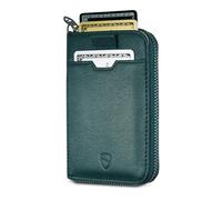 Vaultskin Notting Hill Slim Minimalsit RFID Blocking Wallet for Men - Leather Zipper Wallets for Men and Women with Coin Pocket, Card Holder & Front Pocket, Ideal Gift (Green)
