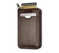 Vaultskin Notting Hill Slim Minimalsit RFID Blocking Wallet for Men - Leather Zipper Wallets for Men and Women with Coin Pocket, Card Holder & Front Pocket, Ideal Gift (Brown)