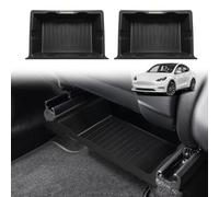 VaultsOnWheels Under Seat Storage Box 2PCS Compatible with 2020-2025 Tesla Model Y Interior Accessories Custom Fit Detachable Underseat Organizer Hidden Design Non-slip Hidden Underseat Rubbery Bins