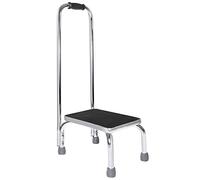 Vaunn Medical Foot Step Stool with Handle and Anti Skid Rubber Platform, Lightweight and Sturdy Chrome Stool for Children, Adults and Seniors