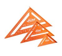 Vaunt 125mm, 180mm & 300mm Aluminium Rafters Metric Speed Square Set 3, Carpenters Squares for Angle Measuring Marking Drilled Hole, Orange