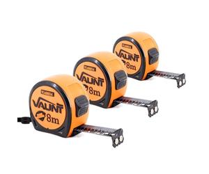 Vaunt Premium Heavy Duty 8m Metric Compact Pocket Tape Measures Class II - Triple Pack of 3