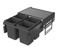 VAUTH-SAGEL Envi Space Built-In Rubbish Bin 4 Compartments, Full Extension Rubbish Bin with Damping and Integrated Self-Closing 4 x 10 Litres, Plastic Lava Grey