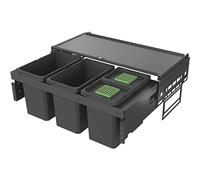 VAUTH-SAGEL Envi Space Built-in Rubbish Bin, 4 Compartments, Full Extension Waste Bin with Damping and Integrated Self-Closing, 2 x 10 and 2 x 16 Litres, Plastic, Lava Grey