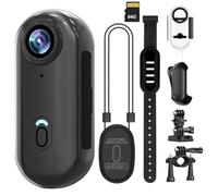 Vauvinmaic 4K Mini Body Camera 64GB, Thumb Size WiFi POV Cam, Waterproof Wearable Hand Free Portable Action Cam, Ultra Wide Angle View, Mount Anywhere for Pets, Cycling, Swimming, Vlogging, Black