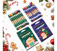 Vauxe Christmas Kids Crayons 16 Pack - Christmas Themed Non-Toxic | Bright Colors, Washable Art Supplies for Party Bag Filler, Xmas Party Favours, Stocking Fillers & Crafts (8 Colours per Box)