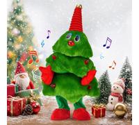 Vauxe Singing Dancing Christmas Tree Plush Ornament with Light Up | 38cm Record & Repeat Talking Doll, 8 Festive Songs, Soft Plush Material, Battery Powered, Ideal Christmas Gift