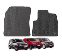 Vauxhall Combo/Citroen Berlingo/Peugeot Partner 2019+ Front Rubber Van Mats - 3mm Heavy Duty, Waterproof, Anti-Slip, Tailored Fit Black Floor Mats by Carsio