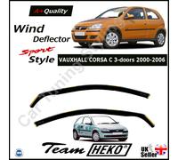 VAUXHALL CORSA C 3-door 2000-2006 2-pc Wind Deflectors HEKO Tinted