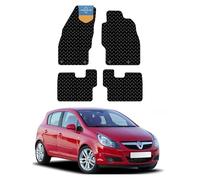 Vauxhall Corsa D 2006-2018 Tailored Car Floor Mats - 3mm Black Rubber, Anti-Slip, Waterproof, OEM Clips, UK-Made with Black Cloth-Bound Edge - Prestige Mats