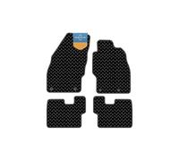 Vauxhall Corsa D 2006-2018 Tailored Car Floor Mats - 3mm Black Rubber with Green Stitch Edge, Anti-Slip, Waterproof, OEM Clips, UK-Made with Black Cloth-Bound Edge - Prestige Mats