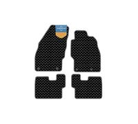 Vauxhall Corsa D 2006-2018 Tailored Car Floor Mats - 3mm Black Rubber with White Stitch Edge, Anti-Slip, Waterproof, OEM Clips, UK-Made with Black Cloth-Bound Edge - Prestige Mats